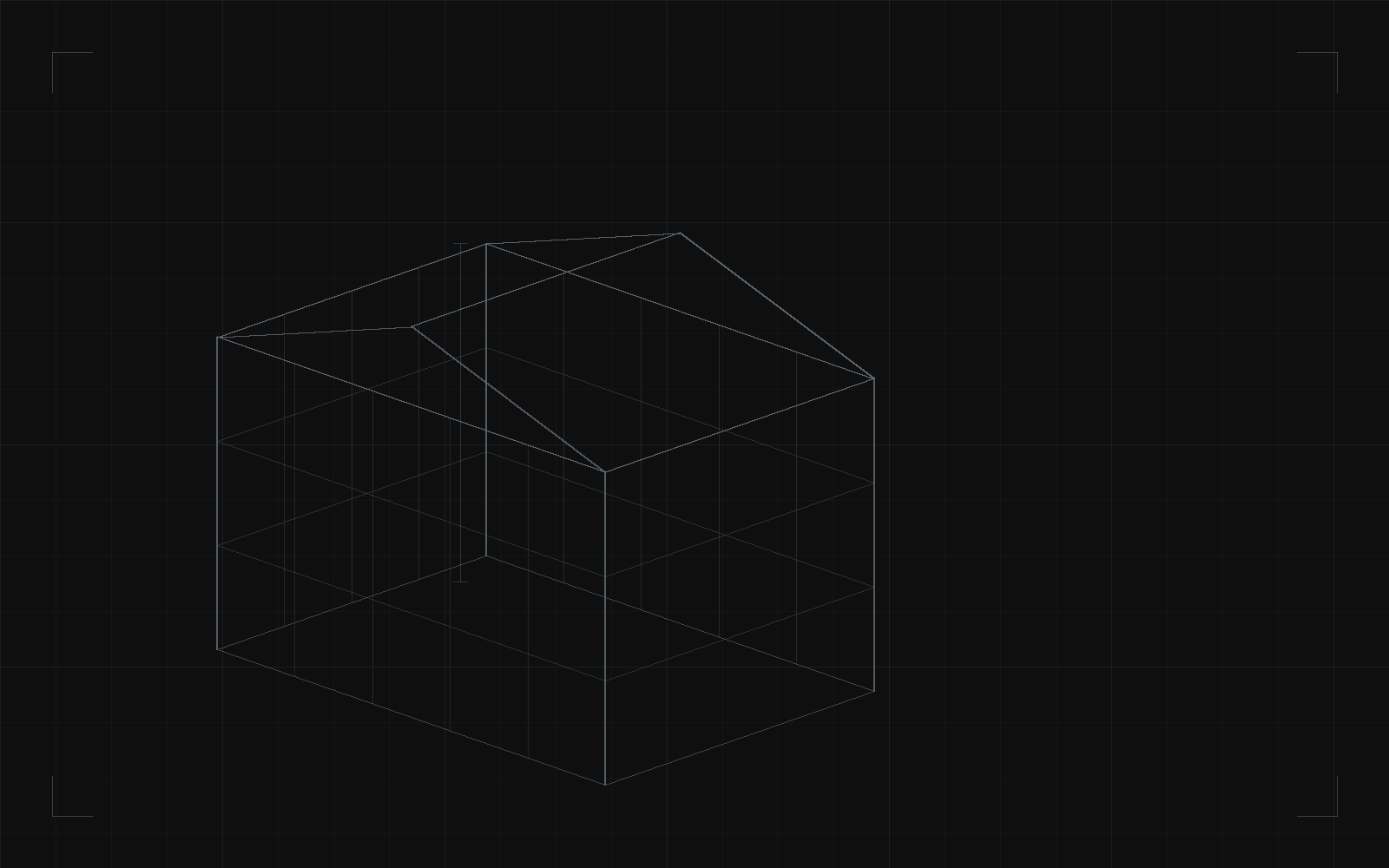 Wireframe architectural — plan de masse en perspective, esthétique blueprint